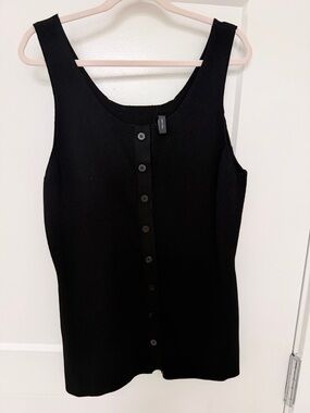 Theory black Button-Front Ribbed Tank Dress